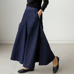 Elise - Denim Wide Flare Trousers