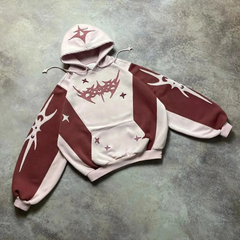Blythe - Star Print Hoodie — Red pink