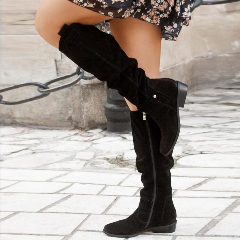 Ramona - Suede Over the Knee Boots — Black