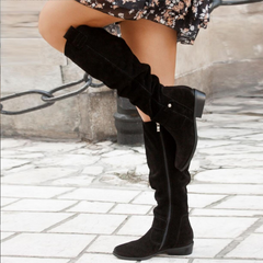 Ramona - Suede Over the Knee Boots — Black