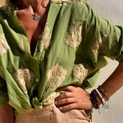 Kate - Shirt with Gold Embroidery — Green