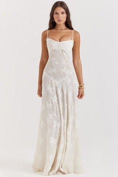 Henrietta - Lace Maxi Dress with Straps — White