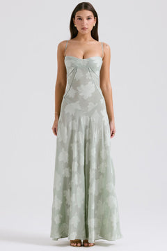 Henrietta - Lace Maxi Dress with Straps — Sage Green
