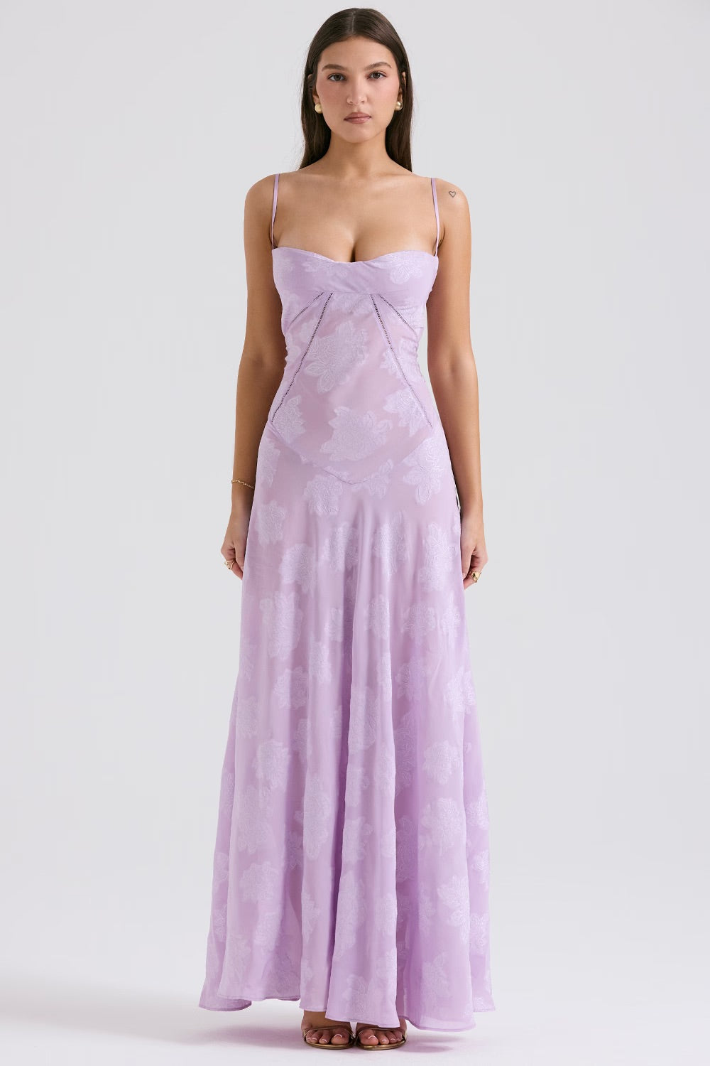 Henrietta - Lace Maxi Dress with Straps — Lavender