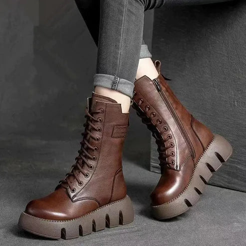 Genevieve - Leather Lace up Platform Boots