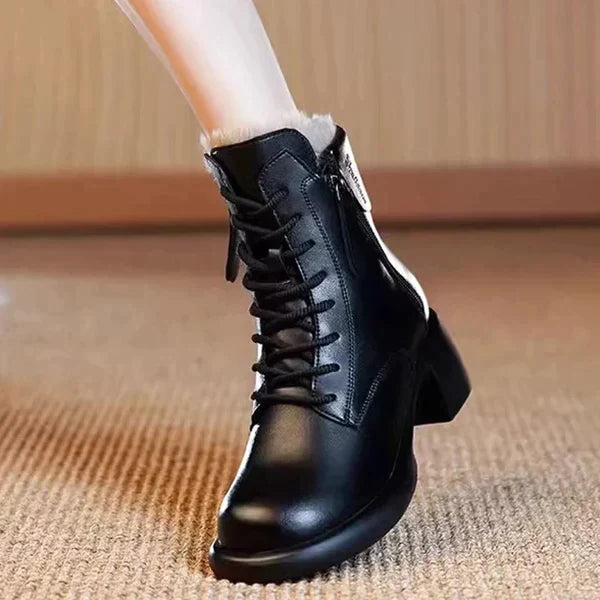 Jacinta - Fur Lined Combat Boots — Black