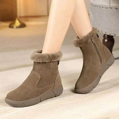 Nerida - Suede Fur Trim Boots — Brown