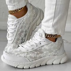 Virginia - White Lace up Sneakers