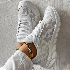 Virginia - White Lace up Sneakers