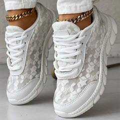 Virginia - White Lace up Sneakers