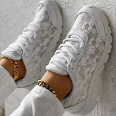 Virginia - White Lace up Sneakers