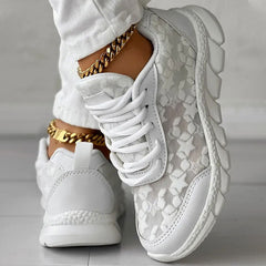 Virginia - White Lace up Sneakers