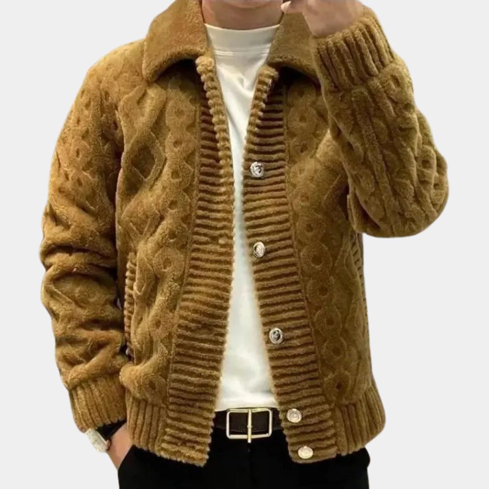 Bernard - Fleece Button Jacket — Olive green