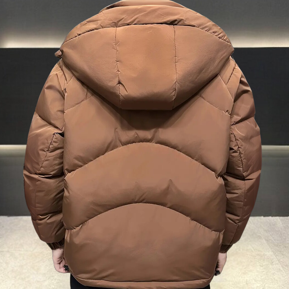 Preston - Padded Hooded Jacket in Tan