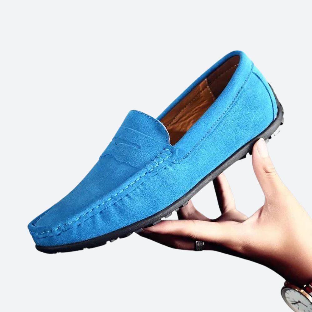 Richard - Suede Driving Loafers — Light blue