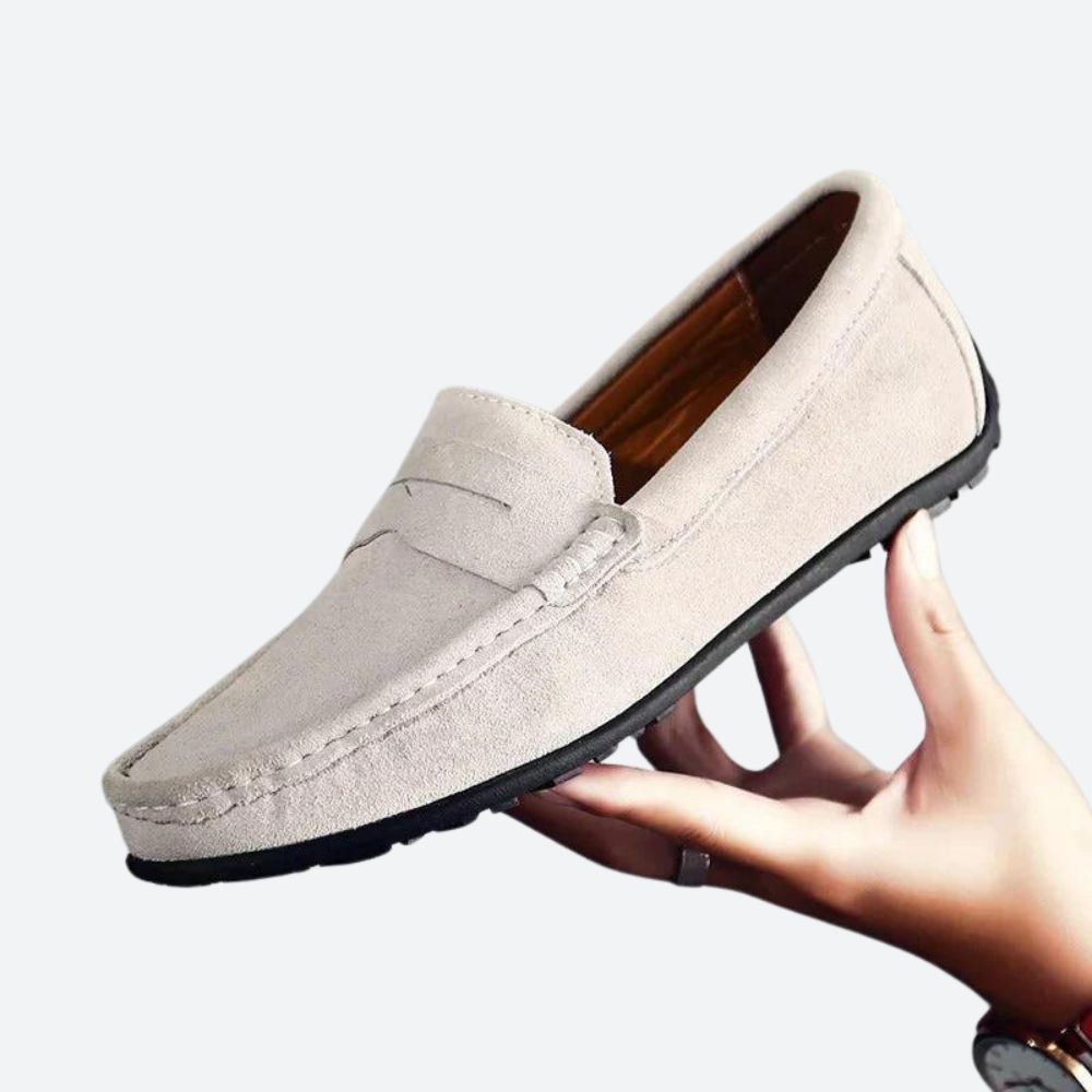 Richard - Suede Driving Loafers — Light brown