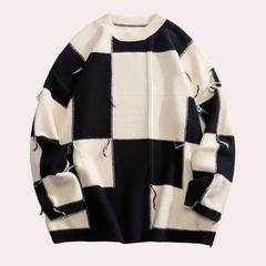 Griffin - Patchwork Check Jumper — Black
