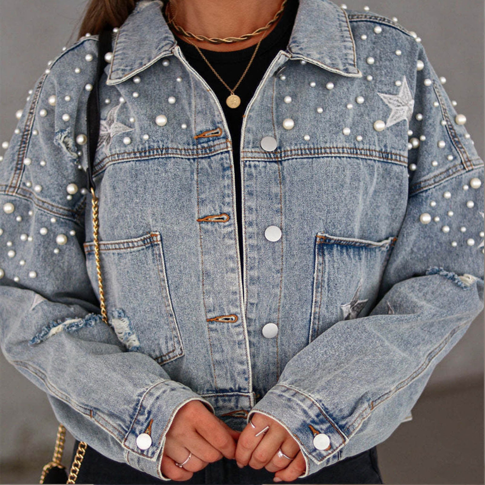 Aurelia - Denim Jacket with Pearls