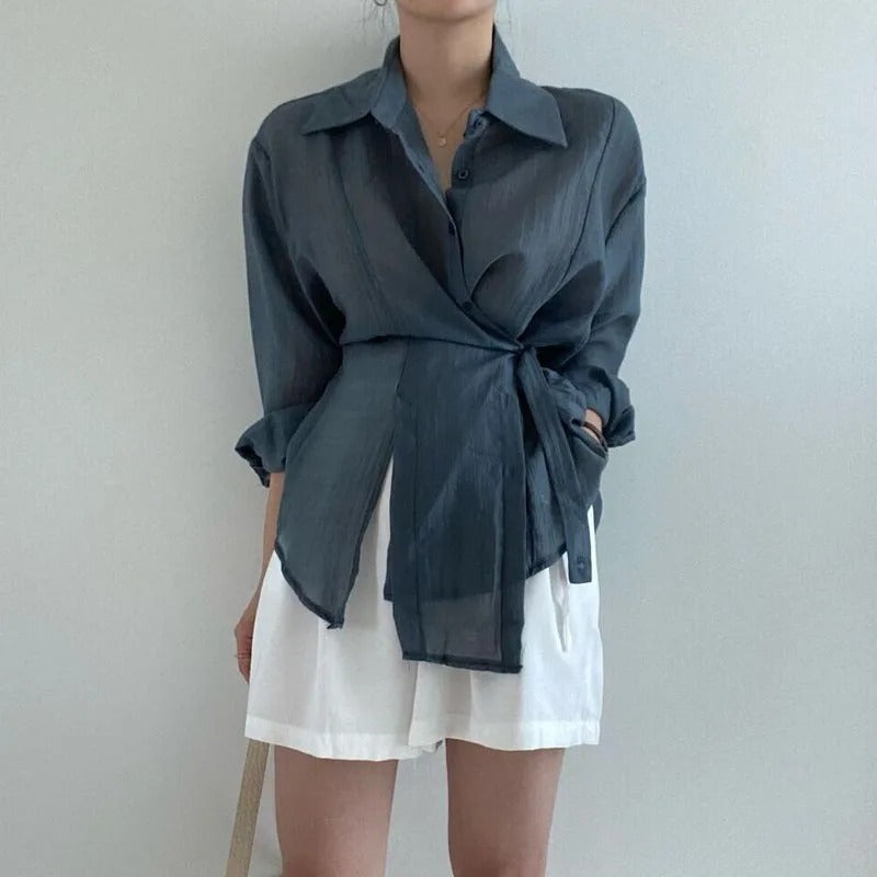 Aurora - Wrap Shirt with Tie