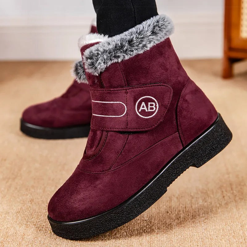 Helena - Fur Cuff Snow Boots — Red