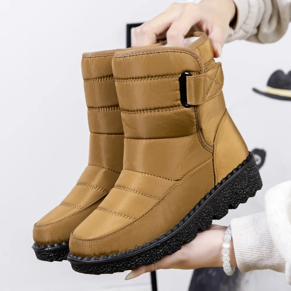 Eleanor - Padded Buckle Snow Boots — Khaki