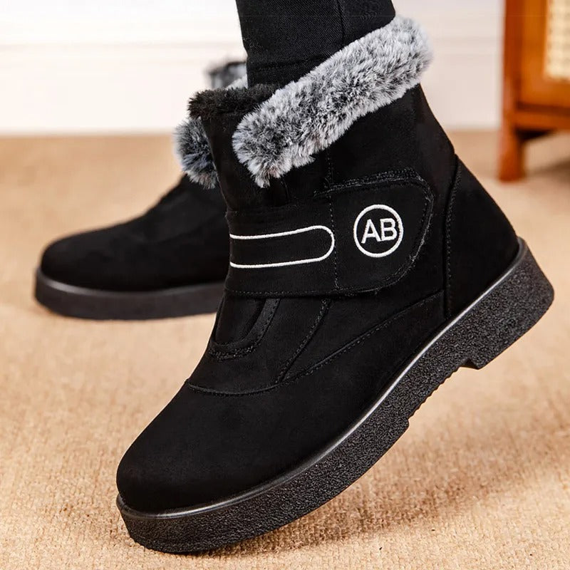 Helena - Fur Cuff Snow Boots — Black