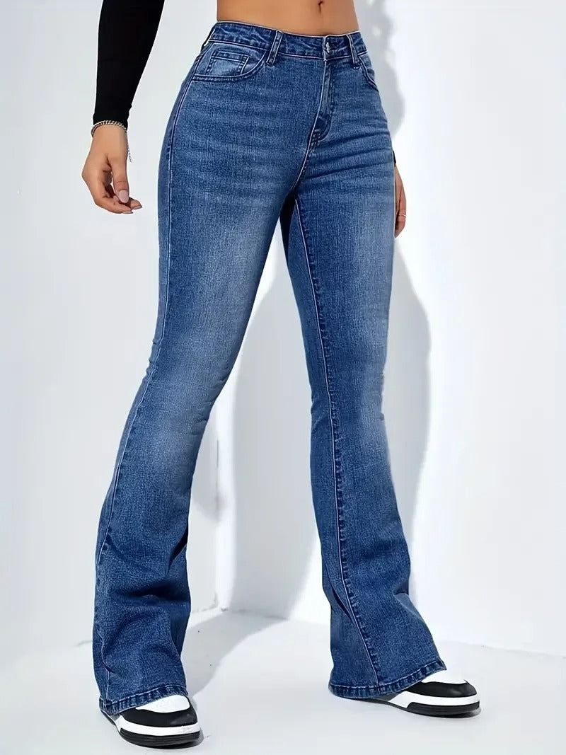 Rosie - High Waist Flare Jeans — Blue