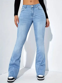 Rosie - High Waist Flare Jeans — Light blue