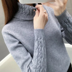 Cora - Cable Knit Turtleneck Jumper — Blue