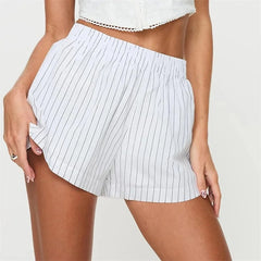 Mila - Striped Boxer Shorts — White