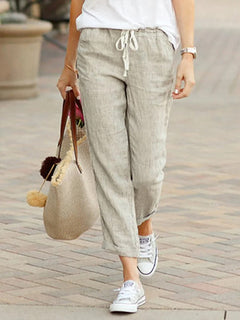 Philippa - Linen Tapered Trousers — Apricot