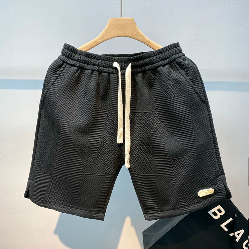 Jacqueline - Waffle Drawstring Shorts — Black