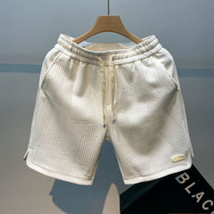 Jacqueline - Waffle Drawstring Shorts — White