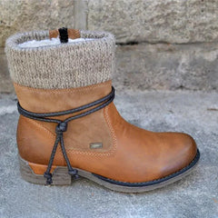 Lyra - Leather Boots with Knit Cuff