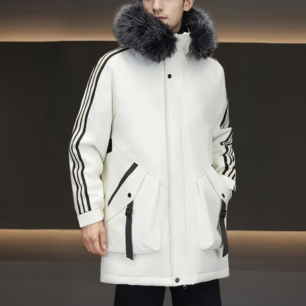 Mervyn - Parka with Side Stripes — White