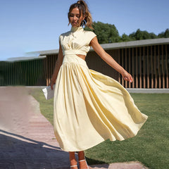 Genevieve - Pleated Cutout Midi Dress