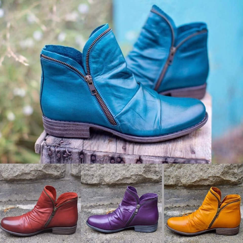 Francesca - Slouchy Leather Zip Boots