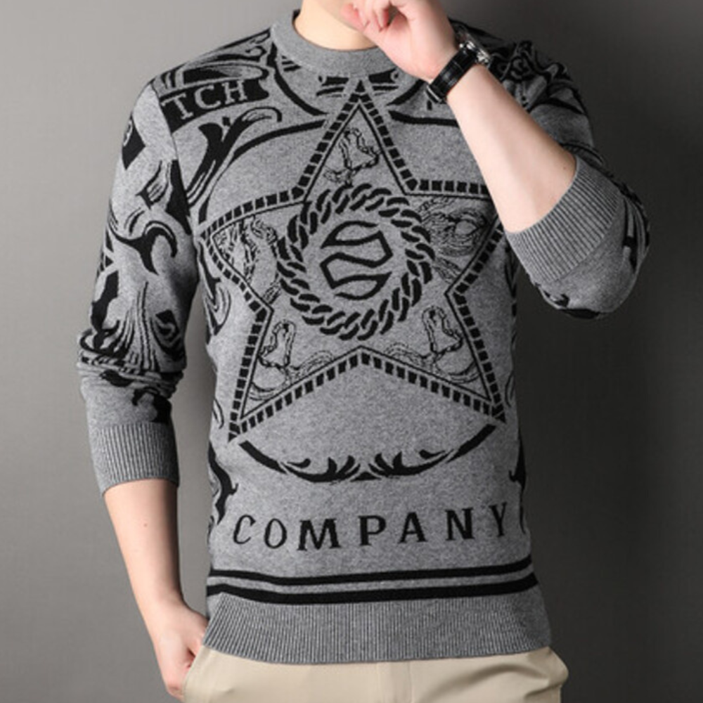 Wallace - Graphic Print Knit Jumper