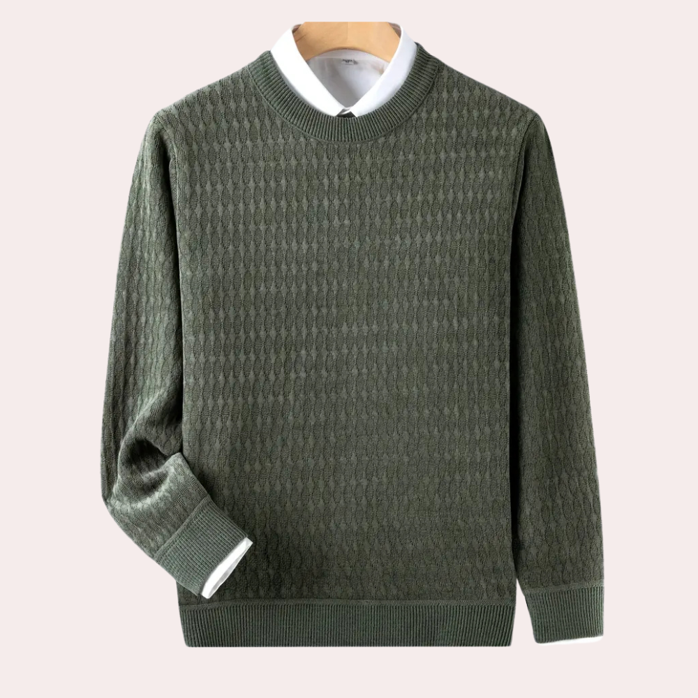 Braxton - Textured Crew Jumper — Green