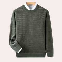 Braxton - Textured Crew Jumper — Green