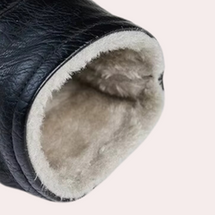 Mitchell - Leather Coat with Sherpa Collar