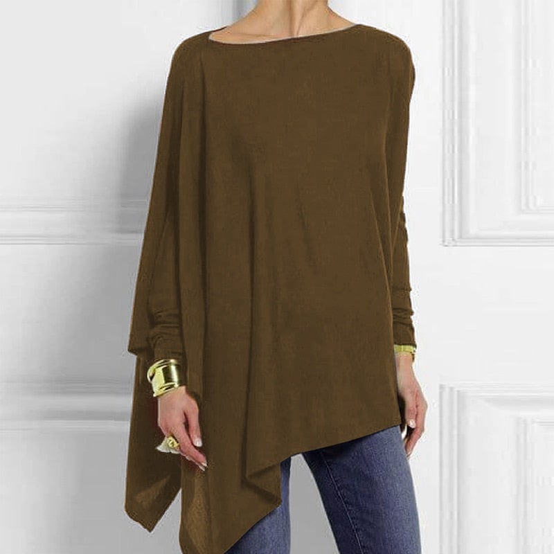 Constance - Asymmetric Hem Long Top — Coffee