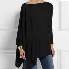 Constance - Asymmetric Hem Long Top — Black