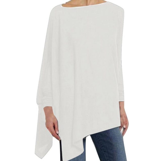 Constance - Asymmetric Hem Long Top — White