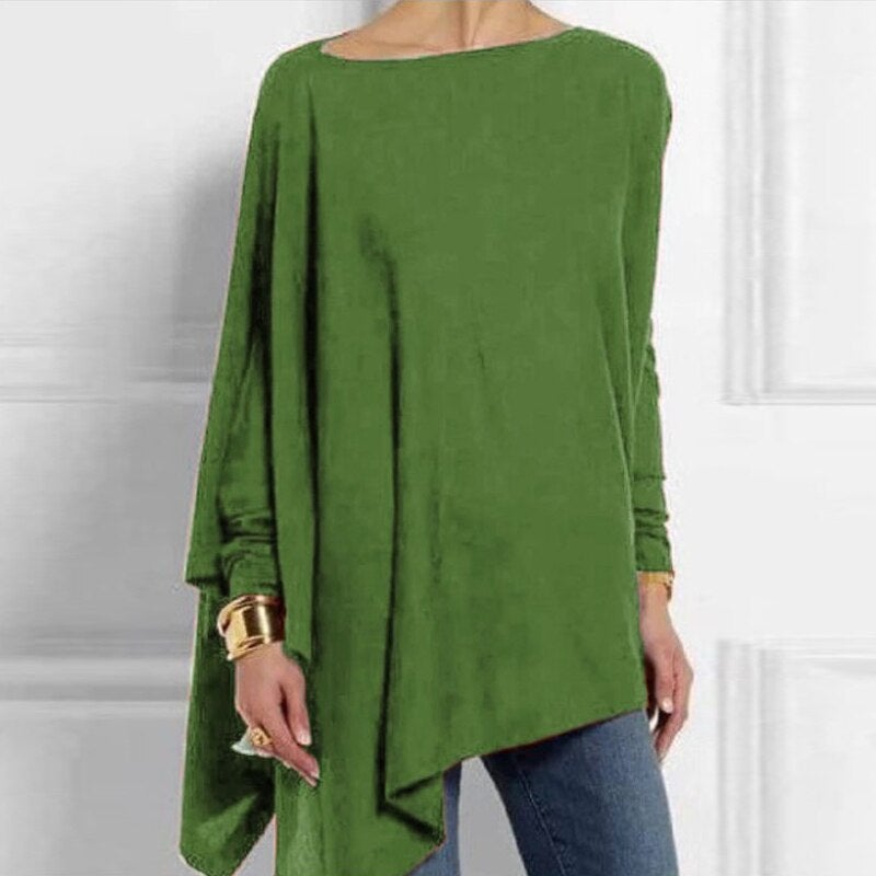 Constance - Asymmetric Hem Long Top — Green