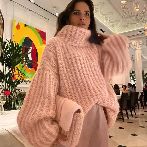 Alexandra - Mohair Turtleneck Jumper — Pink