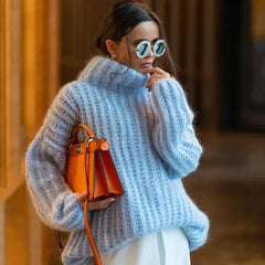 Alexandra - Mohair Turtleneck Jumper — Blue