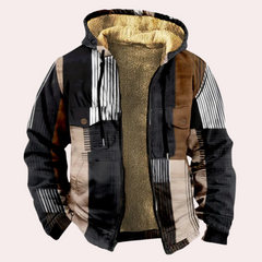 Frederick - Patchwork Sherpa Hooded Jacket — Brown