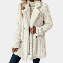 Alexis - Cable Knit Coat — White
