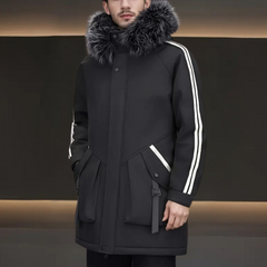 Mervyn - Parka with Side Stripes — Black